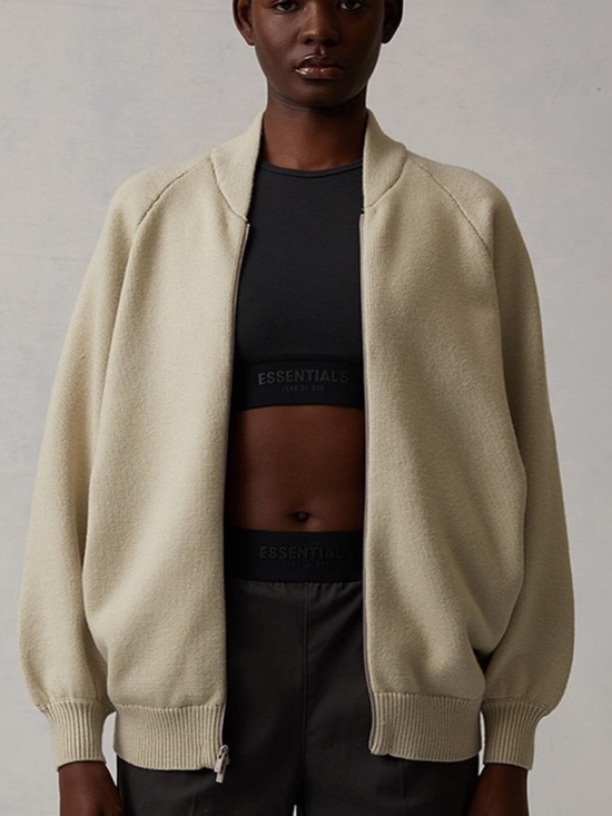 Essentials Sweaters - Fear of God Essentials Women’s Zip Up Knit Jacket Wheat Oversized M NWOT